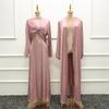 2022Loriya Moda Turca Color Sólido Conjunto de Dos Piezas Vestido y Cárdigan Lr511