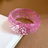 Pulsera Redonda de Resina Iridiscente con Gradiente Transfronteriza Europea y Americana, Pulsera de Moda Personalizada Estilo Ins, Joyería de Lujo Ligero de Alta Gama