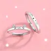 Anillo de Plata de Ley S925 Gato y Perro Carta de Amor Anillo de Pareja Lindo Simple Accesible Lujo Anillo de Dibujos Animados Apertura Ajustable