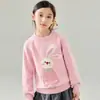 Suéter Grueso de Lana Hecho a Mano con Dibujo de Conejo para Niñas, Nuevo Suéter Pulóver de Cuello Redondo Otoño/Invierno para Niños Mayores, Suéter de Capa Base