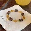 Pulsera de Cristal Natural, Madera de Agar, Cristal Torre Amarilla, Cristal Blanco, Forma Aleatoria, Atrae Riqueza, Nuevo Estilo Chino, Pulsera de Alta Gama