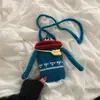 Bolsa de Palha Desenho Animado Boca de Salsicha Produto Acabado Crochê de Lã Bolsa Transversal para Crianças Família Bolsa Fofa para Celular Bolsa Tricotada à Mão