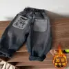 Jeans gruesos con forro de polar para niños, nuevo estilo otoño/invierno 2026, pantalones casuales estilo coreano para niños, mameluco de polar largo para bebé, a la moda