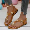 Sandalias Planas de Tanga Estilo Bohemio Verano 2026 para Mujer con Pedrería y Correas Elásticas para Vacaciones en la Costa Sandalias de Playa