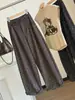 Pantalones largos retro de estilo coreano para mujer, de tiro alto, cepillados, con estampado floral, pierna acampanada, nueva colección de otoño, corte holgado, efecto adelgazante, versátiles y casuales
