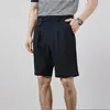 Shorts de Traje para Hombre Estilo Nápoles Verano Casual de Cintura Alta con Cinturón Hebilla París Corte Recto