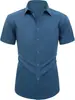 Camisas de Manga Curta Transfronteiriças, Camisas Sociais Masculinas, Camisas Elásticas que Não Amassam, Roupas Masculinas que Não Amassam, Modelos Aliexpress Amazon Temu