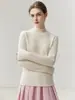 Suéter de cashmere para bebê para mulheres, 100% cashmere, com bainha enrolada, gola semi-alta, malha sem costura, perfeito como camada base ou top interno