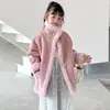 Casaco de Inverno Infantil de Pele de Cordeiro com Gola Alta Integrada Casaco de Pele Espesso para Meninas de 8 a 12 Anos Roupas Infantis Médias e Grandes