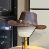 Chapéu de Cavaleiro Vintage Estilo Cowboy para Homens e Mulheres, Chapéu para Viagem ao Ar Livre na Primavera e Verão, Proteção Solar, Aba Larga, Chapéu de Jeans Desgastado