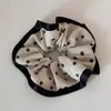 Scrunchie de Tela con Volantes de Lunares Florales Estilo Francés Diadema de Pelo de Alta Gama Accesorio de Pelo de Peluche