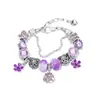 2025 Panjia Novo Sucesso de Vendas Pingente Flor de Árvore de Diamante Contas de Resina Fosca Gradiente Roxo Pulseira de Contas DIY Atacado