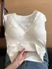Estilo Coreano Estilo Puro Deseo Diseño de Puntada de Encaje Sentido de Diseño Base Niche Camiseta para Mujer Suave Cera Delgado Top con Almohadilla en el Pecho para Otoño e Invierno