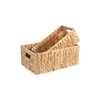 Cesta de Armazenamento Trançada em Palha de Jacinto d'Água Cesta de Armazenamento de Mesa Cesta Trançada Caixa de Armazenamento Portátil para Cozinha Sala de Estar