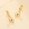 Brinco de Flor de Girassol com Diamantes Completos Coreia do Sul Zircônia Azul Fresca Brincos de Floco de Neve Elegantes Brincos de Flor de Diamante Versáteis