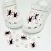 Accesorios para zapatos de zueco de ballet con mariposa de diamantes brillantes INS, hebilla de zapato universal desmontable hecha a mano de vidrio con strass blanco DIY
