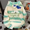 Moletom com Capuz Tie-Dye Design Americano Campus Estudante para Mulheres no Outono e Inverno Casual Preguiçoso Cor Contrastante Versátil Personalizado Top