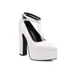 2023 Nuevos Zapatos de Moda para Mujer de Charol Puntiagudos Zapatos de Salón Individuales Hebilla Mesa de Agua Tacones Gruesos Zapatos de Documental Talla 40-48