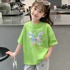 Camiseta de Verano para Niña de Algodón con Estampado de Manga Corta 2026 Top Holgado de Verano para Niños Mayores Camiseta de Media Manga de Moda