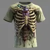 Nueva camiseta de manga corta con cuello redondo y estampado 3D de calavera para hombre, moda callejera casual, para Halloween, transfronteriza
