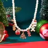 Collar Navideño Europeo y Americano Más Vendido Galleta Navideña Muñeco de Nieve Árbol de Navidad Caramelo Colgante Collar de Perlas Regalo