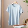 Camiseta feminina de algodão mercerizado de manga curta para o verão 80 amônia líquida algodão puro básico branco gola V manga curta atacado transfronteiriço