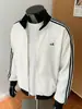 Sudadera Cárdigan con Bloques de Color y Cuello Alto para Hombre, Estilo Primavera, Textura Gruesa, Textura de Raya Vertical, Chaqueta Deportiva Holgada Casual
