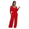 K10794 Moyashang Amazon Moda Europeia e Americana Feminina Macacão Casual de Manga Longa com Costelas