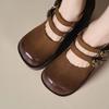 Zapatos de Moda Vintage Hechos a Mano de Cuero Genuino con Plataforma Impermeable de 12 cm de Grosor, de Tacón Alto, de una Sola Capa, para Mujer, con Doble Carácter, Zapatos de Tacón Alto Modernos