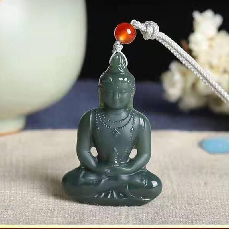 智贝主图_2一元拍卖天然和田玉塔青宝塔观音吊坠男款立体镂空