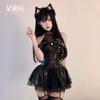 Ropa Interior Sexy Dormila Ajustada Cuero Patentado Tentación del Diablo Traje de Pu Juego de Rol Uniforme para Mujer Sin Necesidad de Quitarse