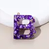 Llavero de 26 Letras Más Vendido por el Fabricante, Piedra Morada, Colgante Pequeño Semiacabado, Resina, Accesorios de Joyería DIY para Mujeres