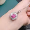 Pendente Natural Retangular Topázio em Pó Cor Tesouro Colar Banhado a Prata Ouro Branco 18k Diamante Moda Joia de Luxo