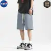 Pantalones Cortos de Mezclilla Lavada Americanos Marca NASA para Niños Estilo Veraniego High Street Pierna Recta Pantalones Deportivos