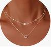 Collar de Círculos Irregulares Multicapa Transfronterizo Cobre Electrochapado Oro Real de 14K Gargantilla Apilada Joyería para Mujer