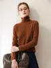 Suéter de Cachemira de Alta Gama Otoño Nuevo para Mujer Dobladillo Enrollado Cuello Alto Holgado Tejido de Cachemira Capa Base