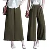 Pantalones Anchos Patchwork con Volantes de Algodón y Lino para Mujer, Tallas Grandes, Nuevos Pantalones Cortos de Verano Más Vendidos, Pantalones Casuales Versátiles a la Moda