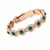 Pulsera magnética de doble fila color oro rosa, moda transfronteriza de TikTok para mujer, versión grande con incrustaciones de esmeralda y diamante, joyería de lujo ligero para parejas
