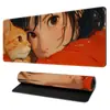 Alfombrilla de ratón Chica Gato Negro Ratón Gruesa Anime Dibujos Animados Creativa Oficina Juego Antideslizante Grande para Escritorio