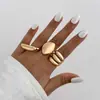 Joyería transfronteriza europea y americana, anillo abierto simple y liso, estilo minimalista, anillo con forma de arco geométrico texturizado