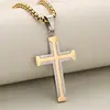 Moda de e-commerce transfronteiriço mais vendida personalizada simples entre costura de fio leve aço inoxidável cruz tridimensional pingente