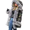 Nuevo Abrigo de Algodón Acolchado Cálido Ajustado Amazon Otoño e Invierno 2022 Abrigo de Camuflaje para Mujer Abrigo Largo con Capucha y Cuello de Piel
