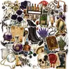 Paquete de 50 Pegatinas Misterio Gótico Medieval Páginas de Libros Antiguos Rosa Venenosa Fases de la Luna Pegatinas Decorativas de Halloween