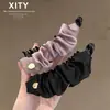 Pinza para el pelo de tela negra para mujer, elegante y lujosa, pinza para coleta alta, pinza banana de moda, nuevo modelo 2026, accesorio para el cabello en la parte posterior de la cabeza