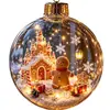 A parte do meio do boneco de neve de Natal pode pendurar qualquer design, quantidade mínima de pedido baixa, bem-vindo para personalizar com seus próprios desenhos, bolas de Natal de plástico de alta qualidade