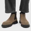 Botas Martin para Hombre Suela Gruesa Aumentadoras Estilo Británico Mate Ropa de Trabajo Botas de Ruibarbo para Hombre Caña Alta Piel Genuina Botas Cortas
