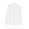 Camisa para Mujer 26 Otoño Nuevo Estilo Corbata de Lazo Cinta Satén Elegante Adelgazante Retro Camisa de Manga Larga para Mujer 7327