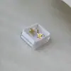 Aretes Mini Gota de Aceite Dorados de Acero de Titanio en Caja Aretes Sencillos de Tornillo Cuatro Hojas Pendientes de Marca Grande