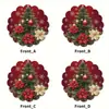 Tenu Comercio Exterior Más Vendido Set de 4 Posavasos Redondos con Estampado de Árbol de Navidad Rojo Decoración Navideña, Antideslizantes y Duraderos, Estilo Americano