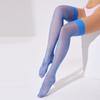 Medias Largas Brillantes Sedosas Transparentes con Puño Ancho de Costilla, Medias Brillantes Perladas, Medias Largas Delgadas con Puntas Transparentes, Medias Altas Hasta el Muslo